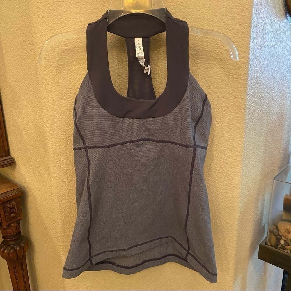 lululemon athletica Gray and Black Racerback Tank Top